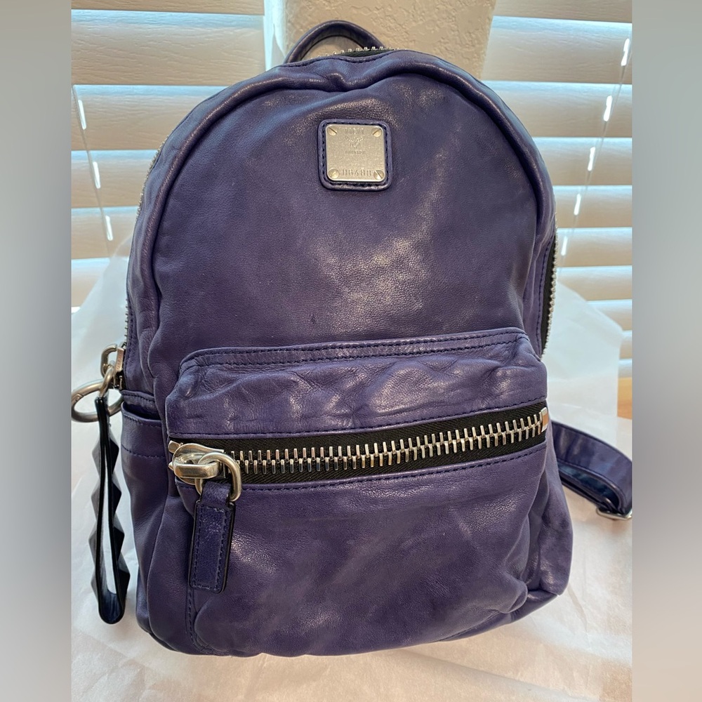 MCM Purple/blue Lamb Leather Backpack -